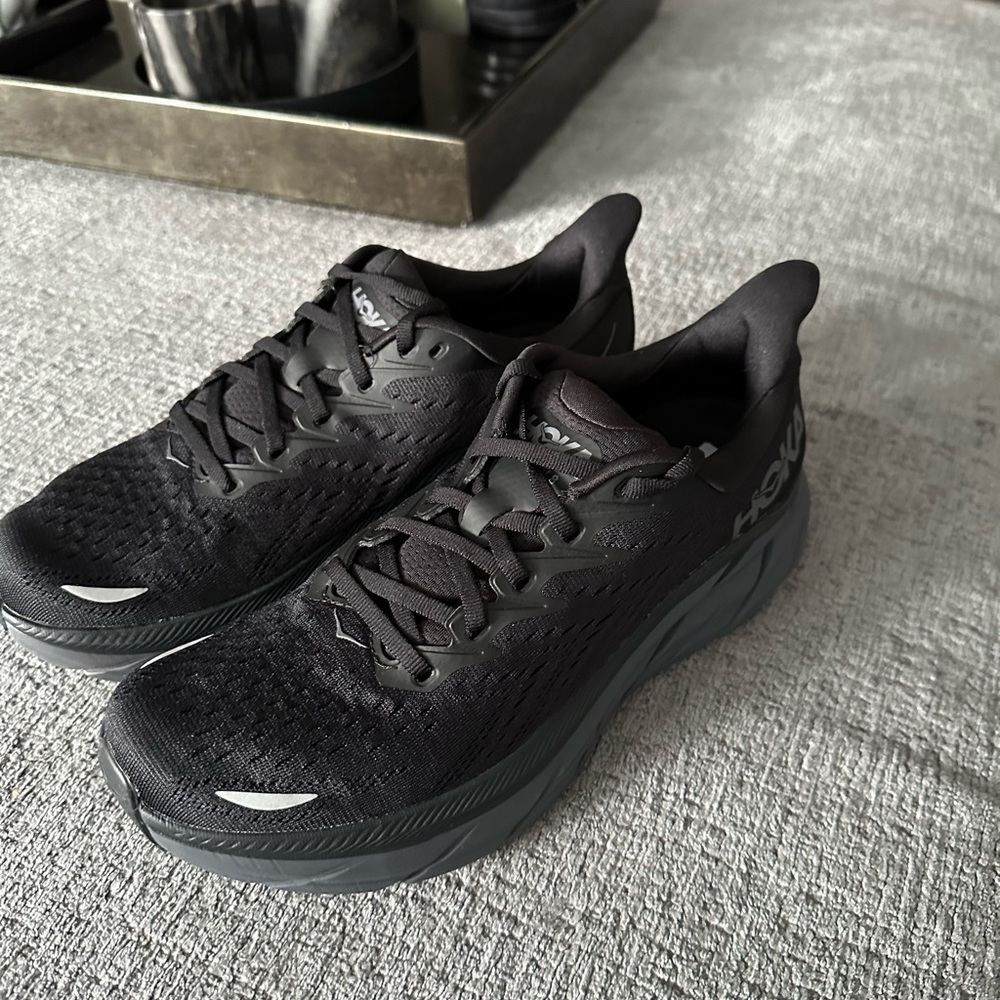Brand new in box Hoka Clifton 8 black womens shoe.